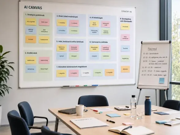 Stratify AI Canvas workshop tárgyalóteremben